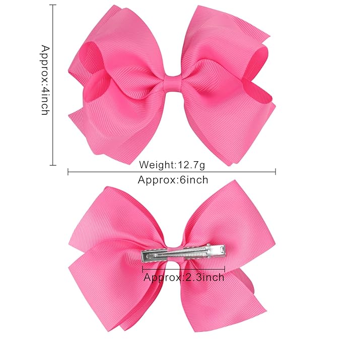 30Pcs 6 Inch Hair Bows for Girls, Oaoleer Grosgrain Ribbon Bows Alligator Clips Double-deck Big Hairbows Hair Barrettes Hair Accessories for Toddlers Girls Kids Children