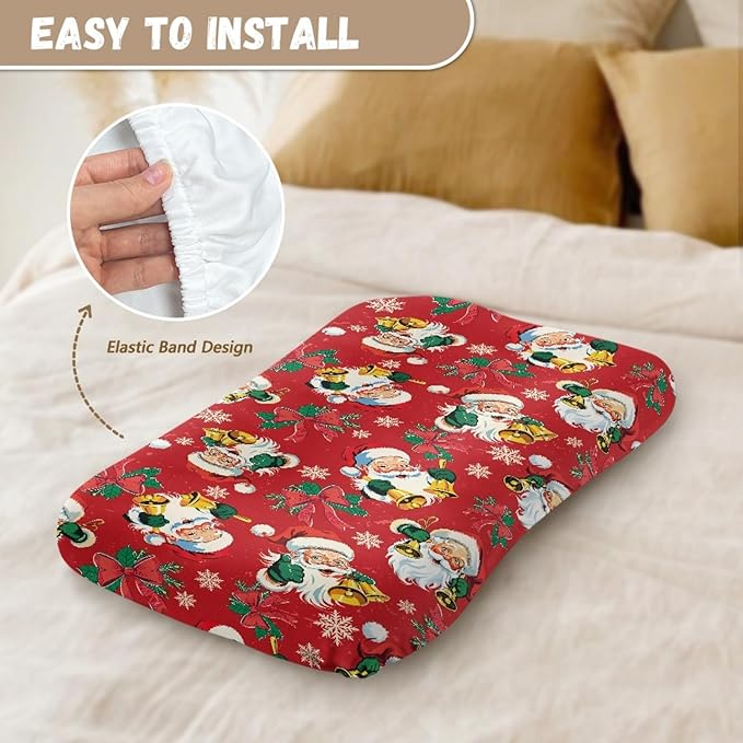 Santa Claus Baby Lounger Replacement Cover Christmas Newborn Lounger Cover for 0-12 Months Breathable & Portable Infant Lounger Case for Girls
