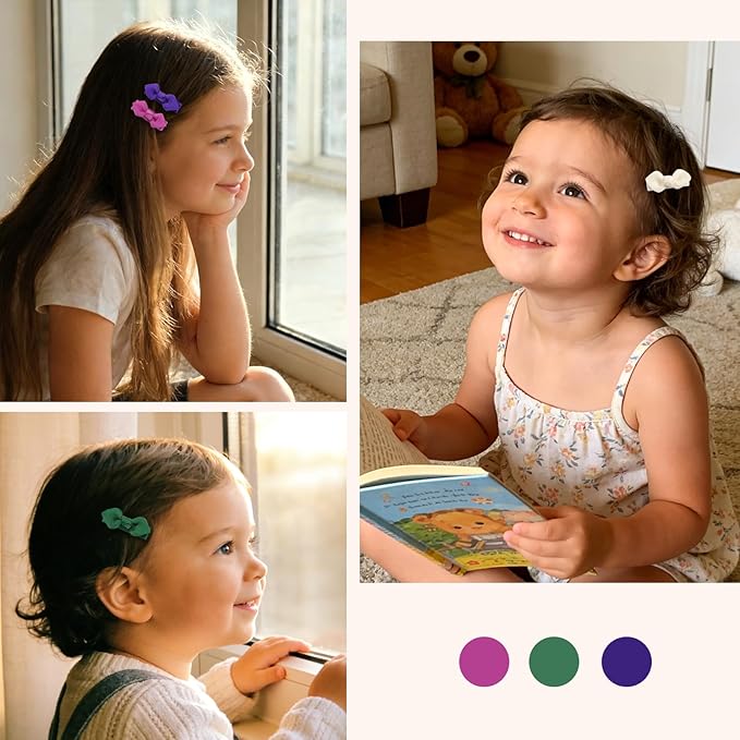 choicbaby 100pcs Baby Hair Bow Clips 1.4" Tiny Grosgrain Ribbon with Fully Lined Alligator Clips Small Toddler Bow Hair Accessories for Baby Girls Infant Toddler Kids