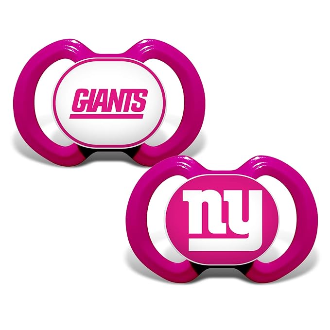 Baby Fanatic Girls Pink Pacifier 2-Pack - NFL New York Giants - Officially Licensed League Gear
