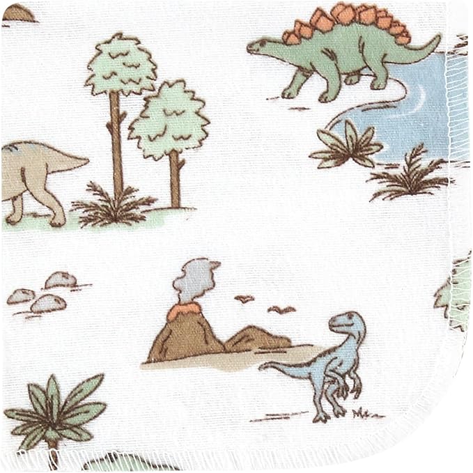 Hudson Baby Unisex Baby Flannel Washcloths, Dinosaur Adventures 10Pk, One Size