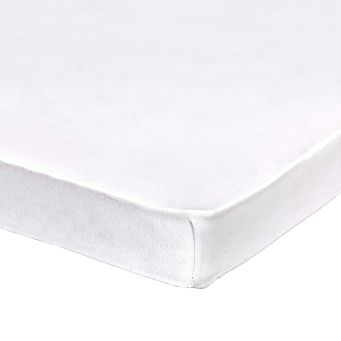 Pack n Play Fitted Sheet – Super Soft, 100% Natural Jersey Cotton – 27” x 39” – for Boys and Girls, Fits Pack n Play, Playard and Foldable Mattresses - Covered Elastic Hem – Solid White