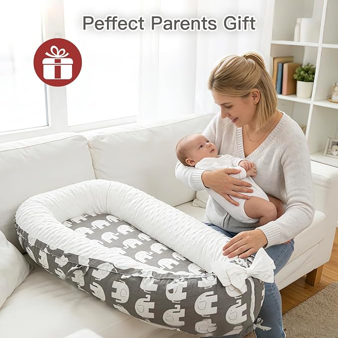 Baby Support Cushion | Organic Cotton Infant Support Cushion| Reversible, Adjustable & Portable Floor Cushion | Soft, Breathable, Washable Cover