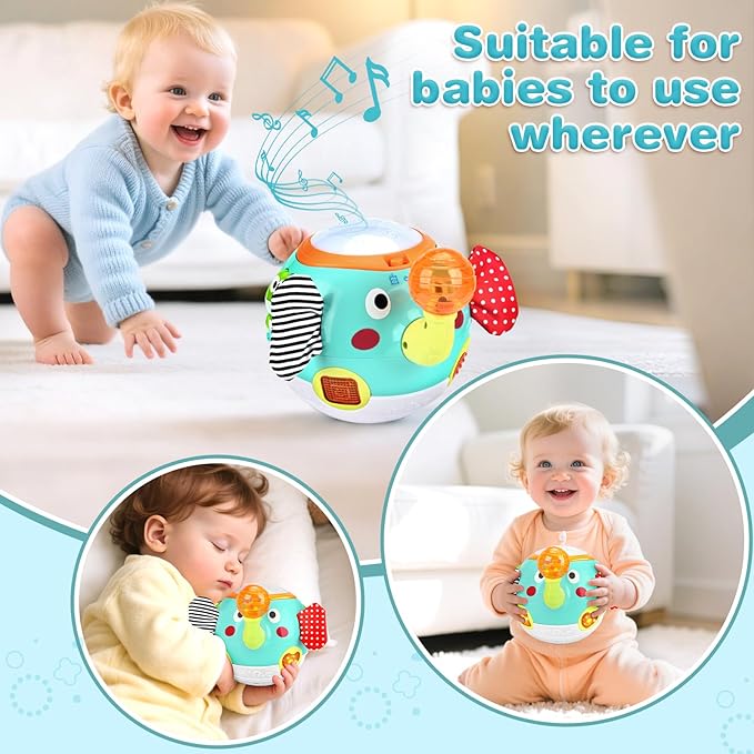 Crawling Toys - Baby Toys 6-12 Months, Elephant Musical Toy with Lights & Sounds, Interactive Learning Baby Crawling Toys for Motor Skills Development, Sensory Toy for Boys Girls, Christmas Birthday