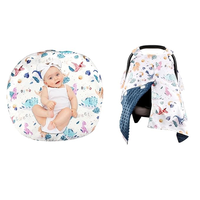 Newborn Lounger Cover, Baby Car Seat Cover, Cute Dinosaur