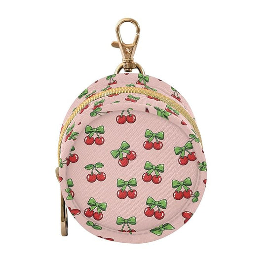 Cute Cherries Bows Pink Print Pacifier Holder Case for Diaper Bag Portable Travel Pacifier Storage Case with Clip Newborn Baby Pouch for Baby Boys Girls Purse Outdoor