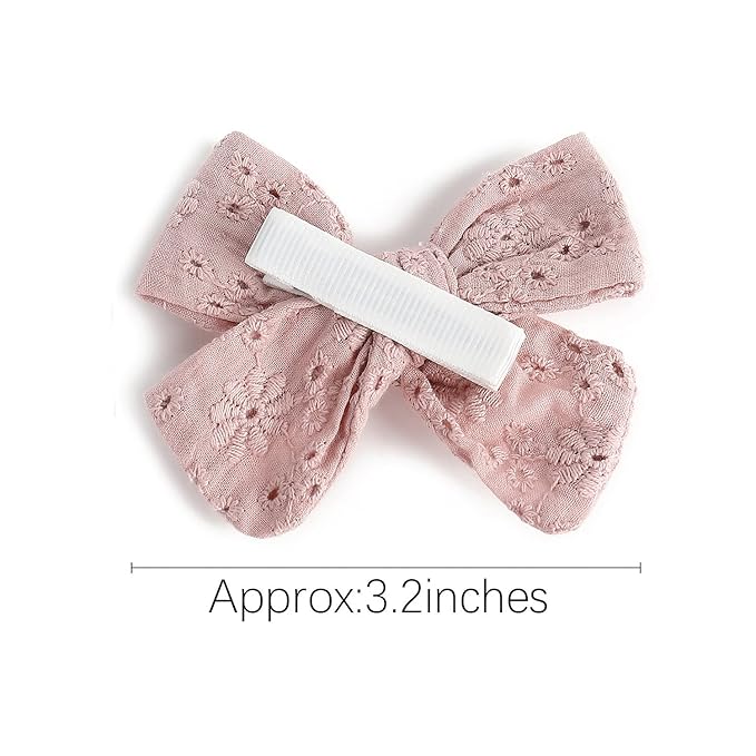 3.2'' Girls Rose Brown Linen Hair Bows Clips - Alligator Clips Hair Accessories for Little Girls, Toddlers, Kids, and Teens