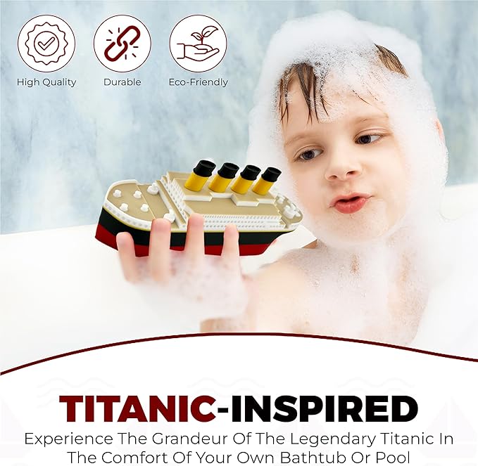 Titanic Toy Gift Set – 6” Floating RMS Titanic with Iceberg | Bath & Pool Toy | Original Tubtastic Design