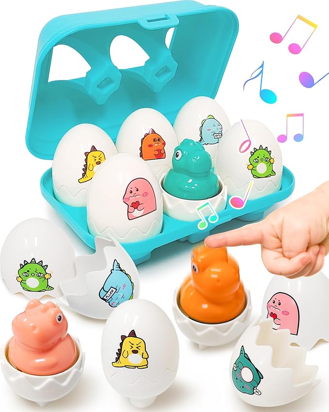 Easter Egg for Toddlers 1-3, Toddler Easter Basket Stuffers, Montessori Toys for 1 2 3 Year Old Boys Girls, Matching Sensory Eggs Fillers Toys, Easter Birthday Gifts for 1 2 3 Year Old Girl Boy