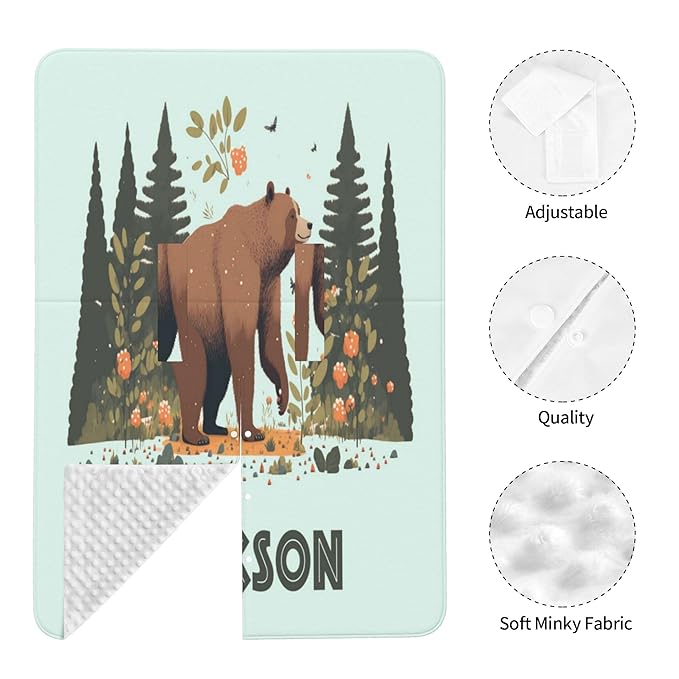 Personalized Winter Carseat Cover for Baby Custom Name Car Seat Canopy for Newborn Baby Boys Girls 2 in 1 Mom Nursing Breastfeeding Covers Bear Minky Baby Carrier Stroller Covers
