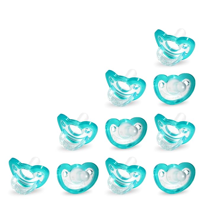 RaZbaby Jollypop Pacifier for Babies 3 Months and Up, USA Made, Natural Shaped Orthodontic Binky, Lovingly Shared in NICUs & Hospitals Worldwide, Medical-Grade 100% BPA-Free - 6 Pack - Teal
