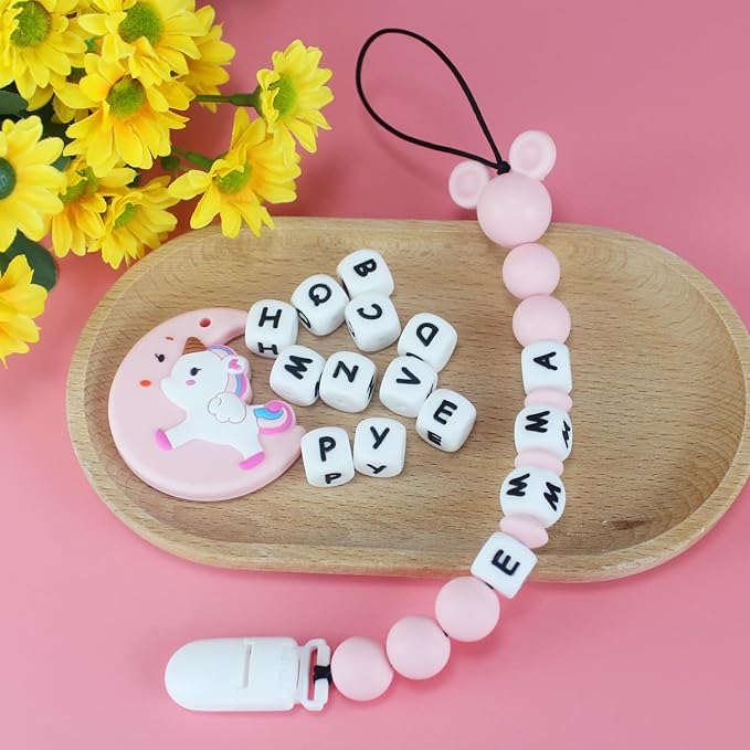 Personalized Pacifier Clip with Name, Pacifier Holder Clips Customized with Name, Paci Clip with Mouse Head Design for Baby