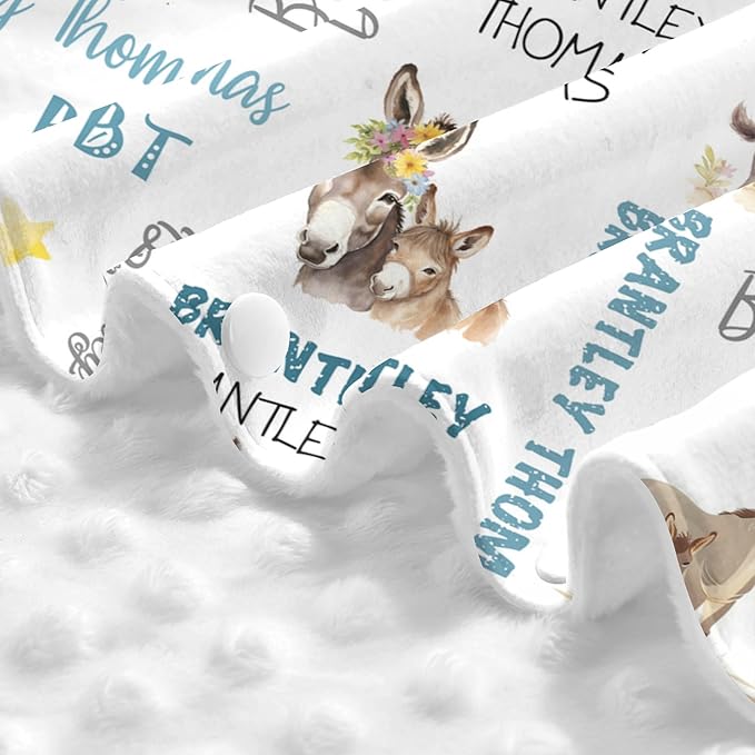 Custom Baby Car Seat Canopy Personalized Car Seat Covers with Name for Baby Boys Girls Customized Donkey Nursing Breastfeeding Cover Infant Carseat Canopies Newborn Minky Baby Blanket