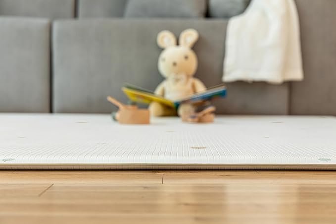 Premium Soft Play Mat - Coco Bear + Woven Sisal - Made in Korea - Non-Toxic Soft Floor Mats, Water Resistant, for Playrooms, Kids Rooms & Family Spaces, Reversible - 75"x51"
