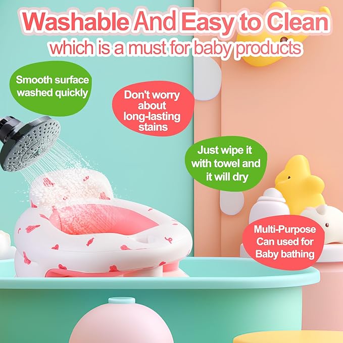 Upgraded Inflatable Baby Seat with Safety Guardrails, Thicker Sit Me Up Floor Seat for Baby Chair Sit Me Up, Blow Up Baby Chair Built in Air Pump for Babies 3-36 mth
