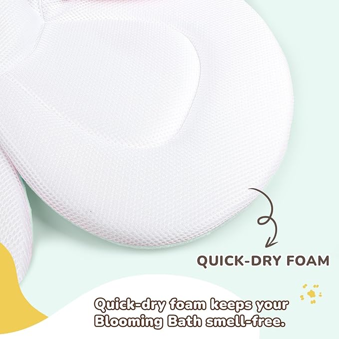 YooxArmor Baby Bath Pad for Infant Bathtub Sink, Non-Slip Flower Bathtub for Infants 0-6 Months, Soft Baby Sink Bath Cushion for Babies Bath Time, Newborns Bath Essentials Must Haves-Bee