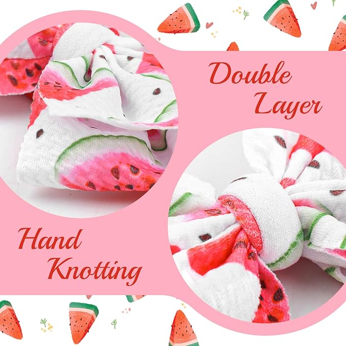 3 Pcs Baby Girl Headbands Summer Outfits 4.5’’ Fruit Hair Bows Watermelon Hair Accessories for Newborn Infant Toddler Girls Clothes
