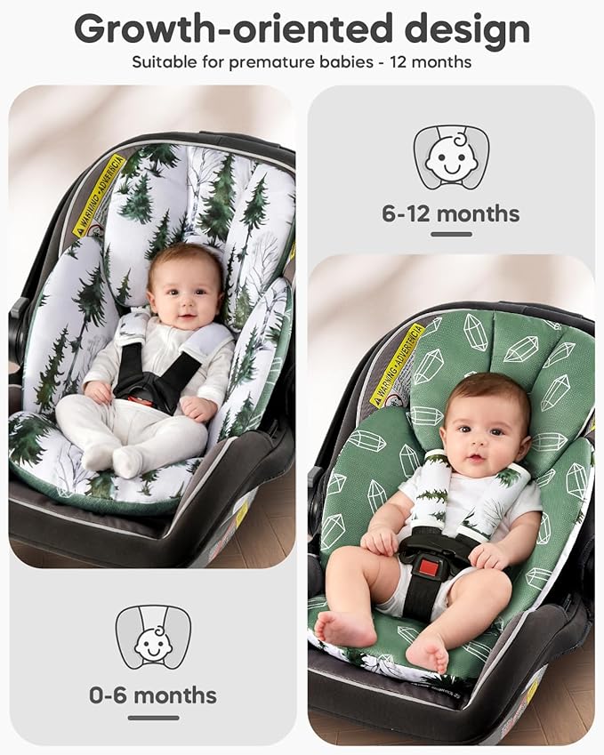 Infant Car Seat Insert for Newborn，Preemie Newborn Infant Insert, Newborn Car Seat Insert Head Body Support for Stroller, Baby Swing, Rocker, Bouncer, Bassinet, 2-in-1 Reversible