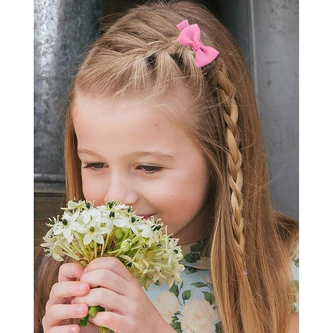 Baby Hair Bows Clips for Girls 2" Fully Lined Hair Clips Grosgrain Ribbon Alligator Clips Bows for Baby Girls Infants Toddlers 40pcs