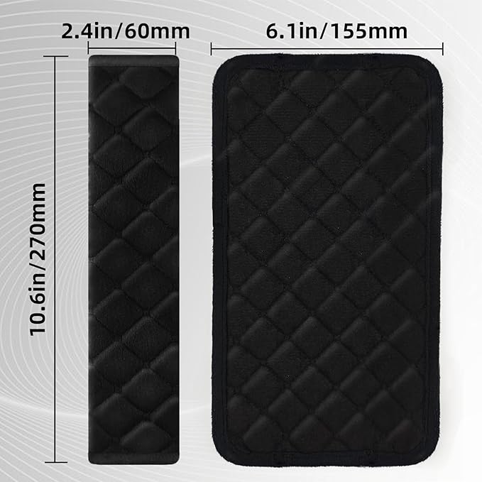 2Pcs Car Seat Belt Padding10.6In (27cm) Car Seat Belt Shoulder Strap Cover Car Accessories Interior,Soft Shoulder Strap Covers Seat Belt Protector Make Neck and Shoulders More Comfortable(Black)