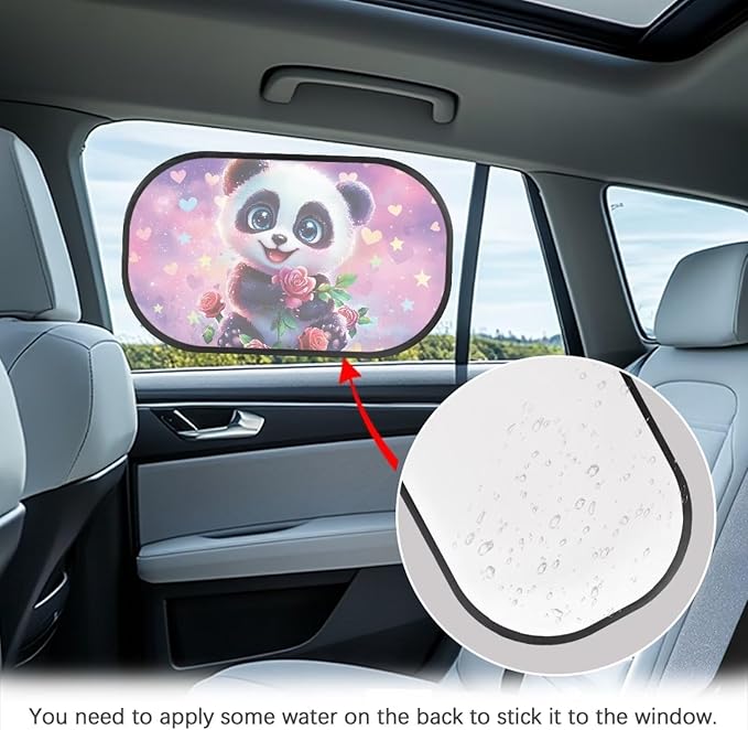 Bulopur 2 PCS Panda Rose Flower Car Windshield Sun Shade for Side Window UV Protection Breathable Easy to Install Mesh Car Window Covers Mesh Window Shades for Baby Universal Fit