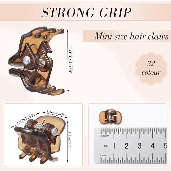Obeoby 128 Pcs Mini Hair Claw Clips, Toddler Baby Girl Hair Clips - Cute Hair Accessories Holiday Birthday Gifts (32 Colors)