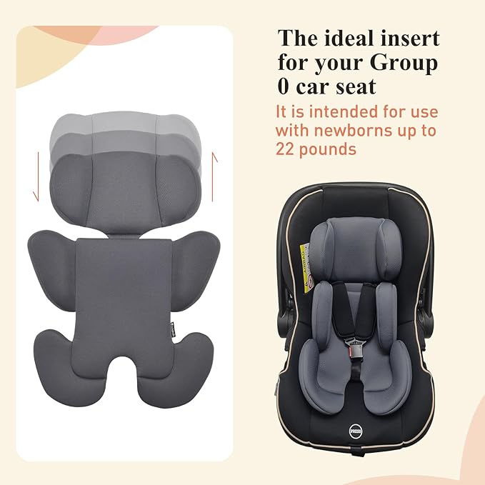 Innokids Infant Car Seat Insert, Baby Head Body Supports for Newborn, Soft and Padded, Detachable Head and Side Support for Carseats, Strollers, Swings (Grey)