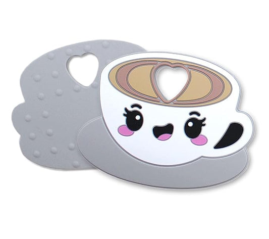 Happy Latte Silicone Teething Toy! 100% Safe, Non-Toxic, BPA Free and Effective for Teething Pain Relief...Happy Latte Teether Designed for a Happy Baby!