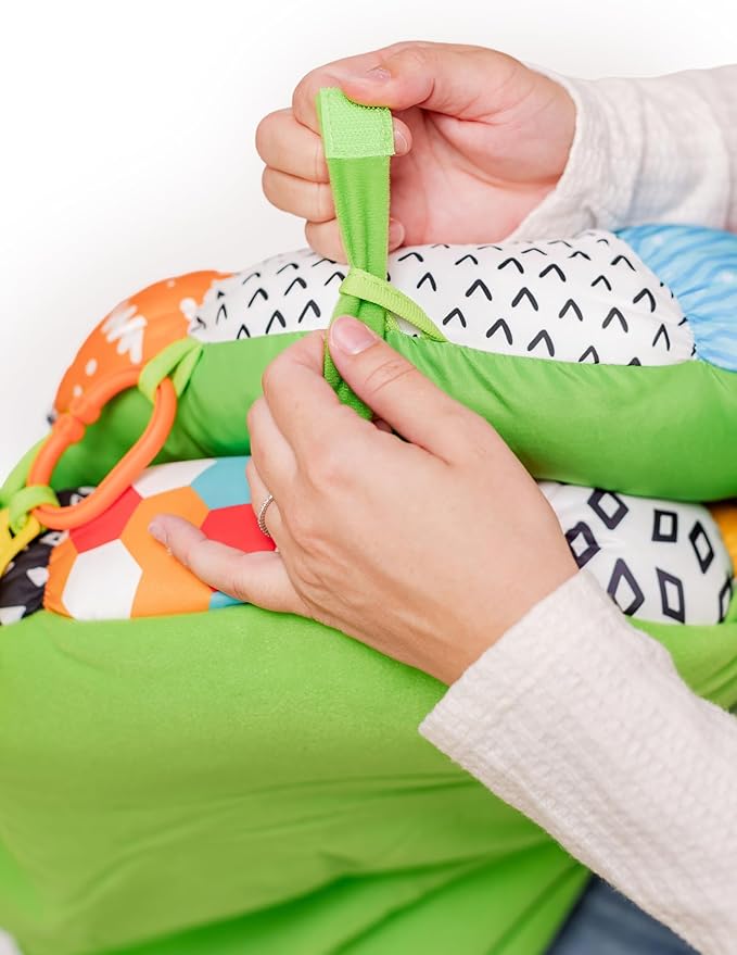 2-in-1 Tummy Time Mat & Baby Lounger Pillow - Seat Support for Baby Play Mat for Babies 0-6 Months, Infant Lounger Activity Center with Newborn Toys, Floor Pillows Sit Me Up, Infant Toys Floor Lounger