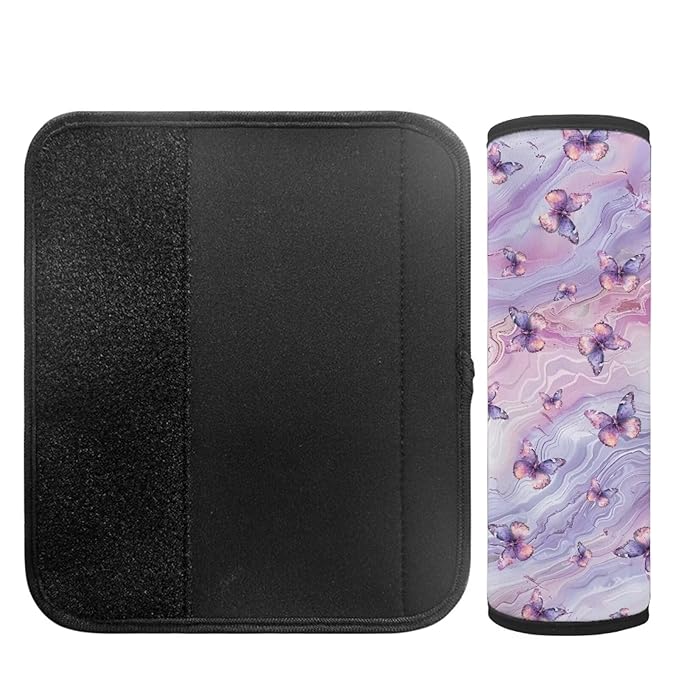 Biyejit 2PCS Seat Belt Cover for Kids, Marble Butterfly Print Car Seat Belt Pads Cover for Girls and Boys, Kid's Seat Belt Cushion, Shoulder Strap Pad