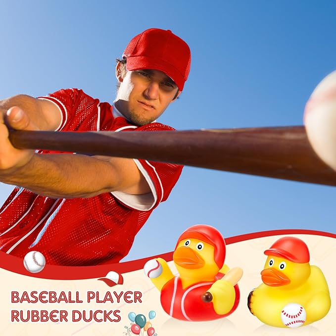 Deekin Rubber Ducks 2 Inch Bulk Sport Party Favors for Team Events Decorations Birthday Party Supplies Club Player Gift(48 Pcs,Baseball Team)