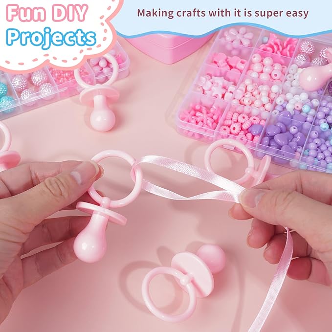50 Pacifiers for Baby Shower Game Boy Girl, 2.75’’ Plastic Pacifiers Baby Shower Game, Bulk Baby Shower Pacifiers for Gender Reveal Decoration DIY, Table Scatter, Baby Shower Favors (Pink&Blue)