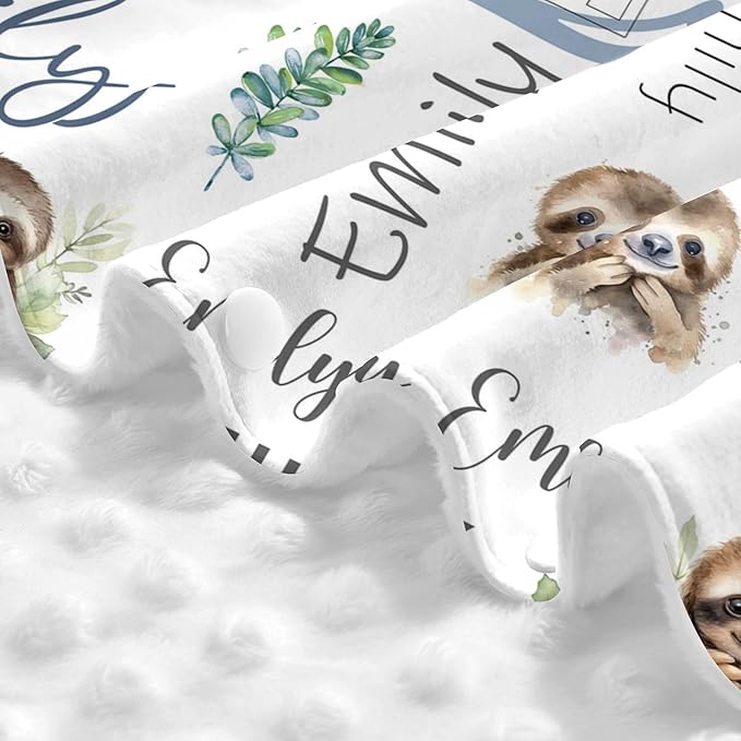 Personalized Baby Car Seat Cover Custom Name CarSeat Canopy Customized Sloth Newborn Nursing Breastfeeding Cover Minky Baby Blanket Infant Car Seat Canopies for Baby Girls Boys