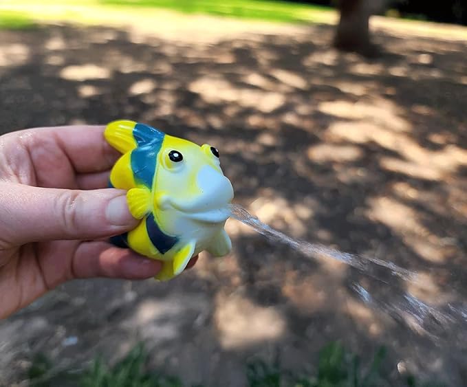BOHS Rubber Squirting Fish - Cute Floating Cartoon Soft - Baby Bath Play Water Marine Animals Toys - 6 Count