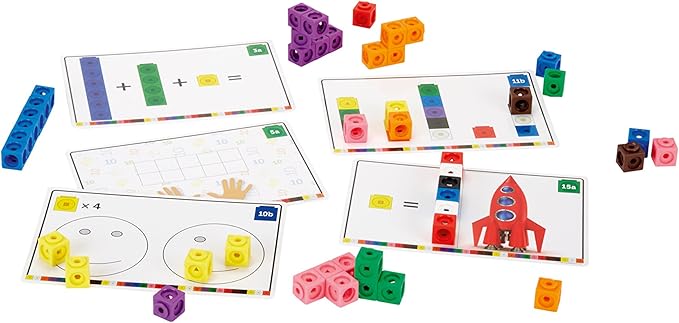 Learning Resources (UK Direct Account LSP4286-UK MathLink Activity Set, Set of 100 Cubes, Ages 3, Multicoloured, 23.5 x 22.3 x 3.3 Centimeters