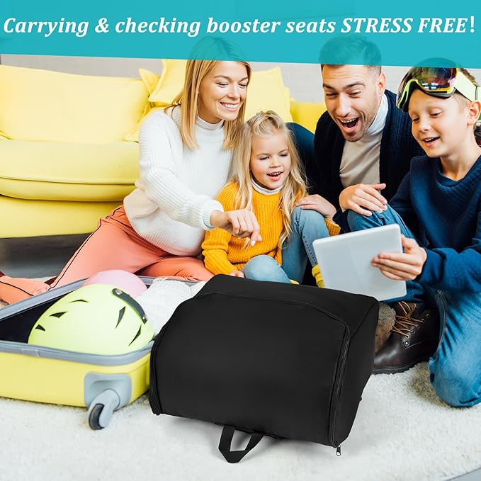 Dansydaisy Padded Backless Booster Car Seat Travel Bag for Airplane Durable Car Seat Bag Cover for Waterproof Foldable Stroller Carrier Backpack with Padded Shoulder Straps