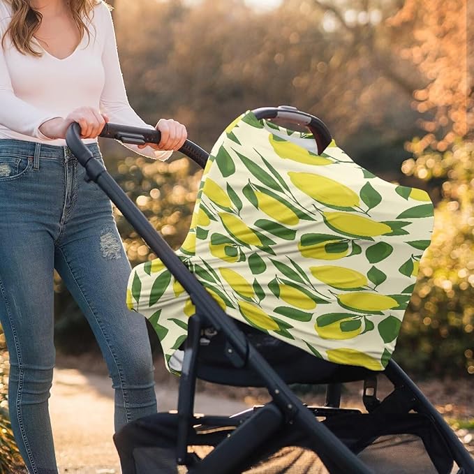 Lemon Car Seat Covers Baby,Nursing Covers Shopping Cart & Infinity Scarf Breathable Multi-Use Nursing Cover Up for Breastfeeding Carseat Canopy & Stroller Cover