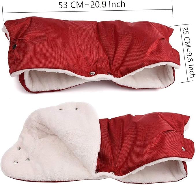 Stroller Gloves for Winter Waterproof, Extra Thick Fleece Stroller Hand Muff, Anti-Freeze Pram Accessories Baby Stroller Hand Gloves Hand Warmer