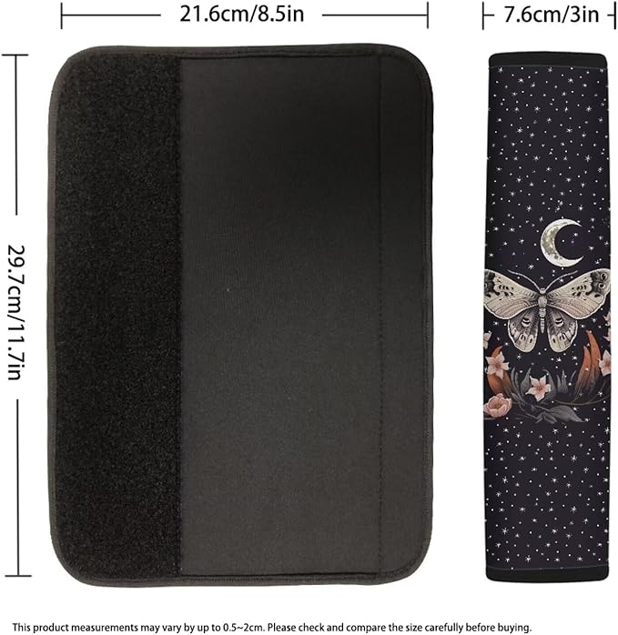 AFPANQZ Butterfly Auto Seat Belt Pads for Men Women 2 Piece Car Safety Seatbelt Pad Cushion Universal Fit for Truck Vans Sedans SUVs Shoulder Strap Pads Black