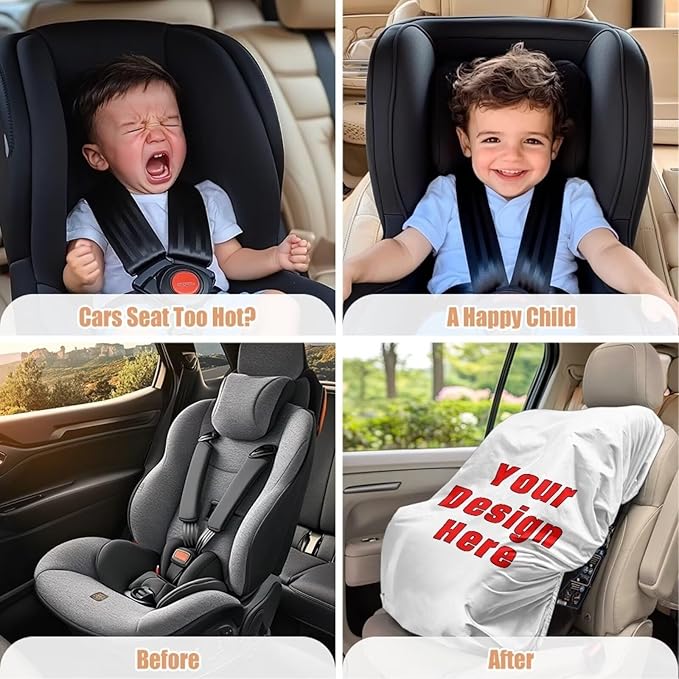 XYZCANDO Customized Design Baby Car Seat Cover for Travel Add Your Design Baby Car Seat Shade Cover Personalized Car Seat Sun Cover for Baby Baby Travel Accessories Gift for Birthday