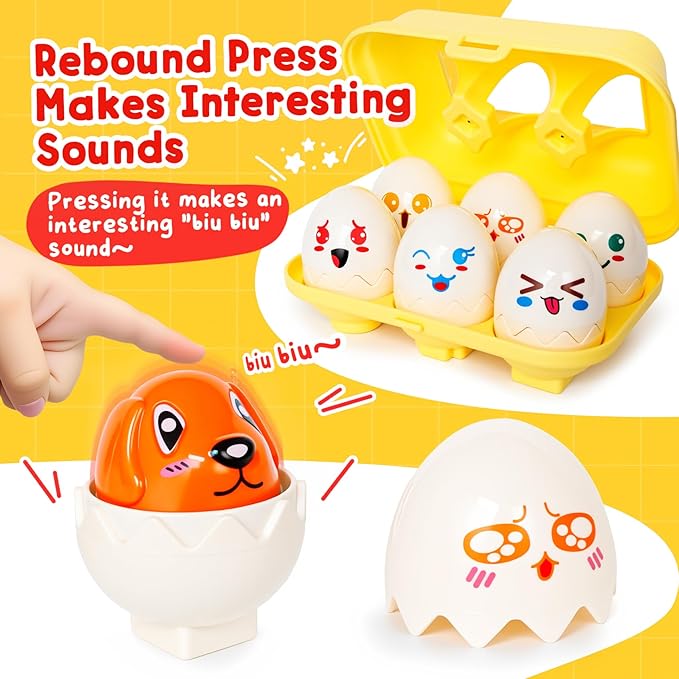 Easter Eggs,Montessori Fun Geometric Egg Toys for Toddlers 1-3,Early Learning Educational Fine Motor Shape Sorter Matching Games Easter Basket Stuffers Gifts for Boys Girls