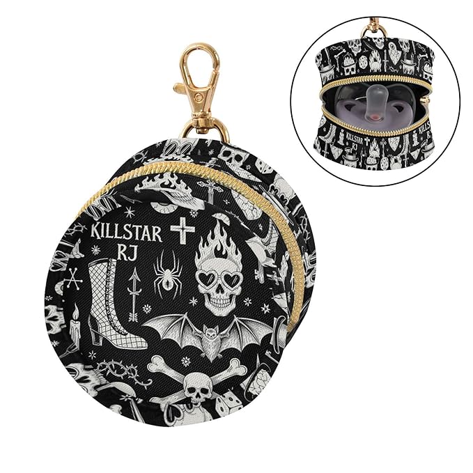Gothic Skull Boot Black Print Pacifier Holder Case for Diaper Bag Portable Travel Pacifier Storage Case with Clip Newborn Baby Pouch for Baby Boys Girls Purse Outdoor