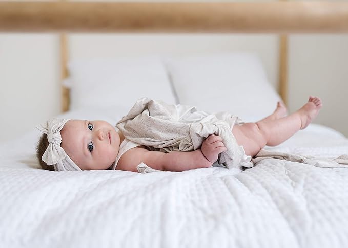 Copper Pearl Baby Bows: Stylish Headbands for Baby Girls, Premium Soft and Stretchy Baby Headbands, Perfect for Newborns, Trendy Designs - Oat