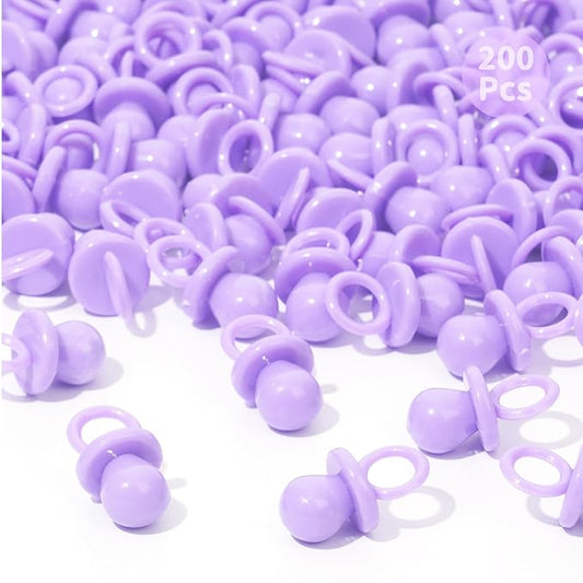 200 Mini Pacifiers Baby Shower Game Girl, 0.86’’ Plastic Pacifiers Baby Shower Game, Bulk Baby Shower Pacifiers for Gender Reveal Baby Shower Decoration DIY, Table Scatter, Baby Shower Favors (Purple)