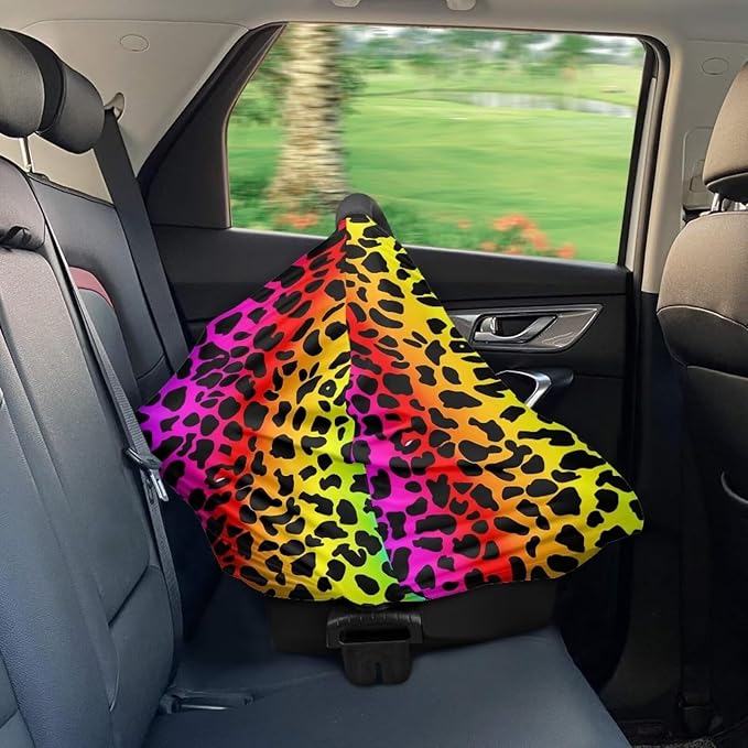 Youngerbaby Leopard Colorful Nursing Cover Carseat Canopy Car Seat Covers for Babies Mom Breastfeeding Scarf Infant Multi Use Cover for Baby Stroller Shopping Cart Feeding High Chair