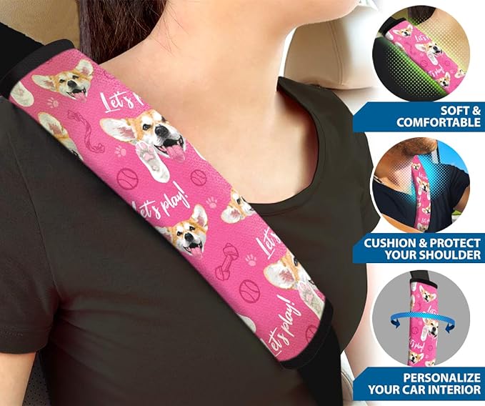 WIRESTER Soft Car Safety Seat Belt Shoulder Pad Cover Design, Cushion Harness Comfortable Pad (Dog Face, Cat Face, Turtle, Mermaid Scale, Nebula Galaxy)