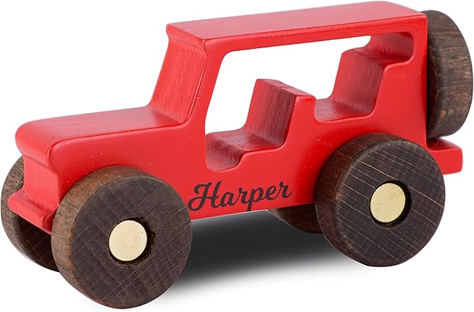 Personalized Baby Wooden Colored Toy Car, Educational Montessori Toy Car, Wooden Sensory Toy, Name Car, Birthday Gift for Boys and Girls, First 2nd 3rd Birthday