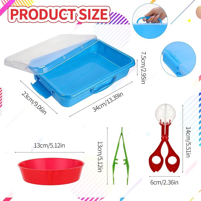 20 Pcs Sensory Bin Tools Set Include Storage Bins with Lids Tweezer Scissor Clips Sorting Bowls Fine Motor Skill Toy