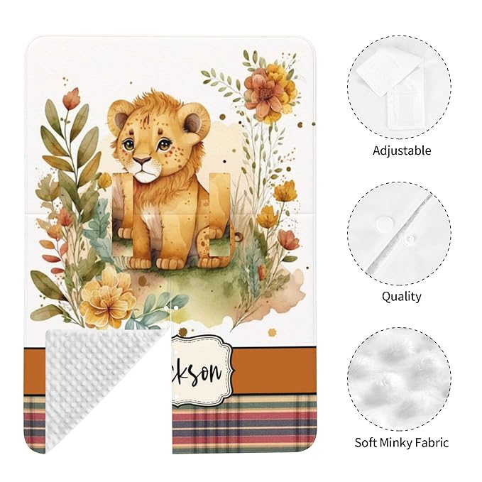 Personalized Winter Carseat Cover for Baby Custom Name Car Seat Canopy for Newborn Baby Boys Girls 2 in 1 Mom Nursing Breastfeeding Covers Lion Minky Baby Carrier Stroller Covers