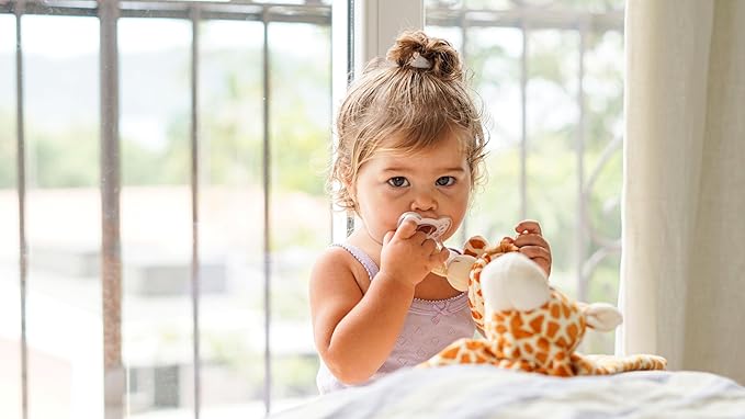 Detachable Pacifier Holder – Silicone Pacifier with Stuffed Animal – Removeable Baby Pacifier Holder for Cuddling with Comfort, (Giraffe)